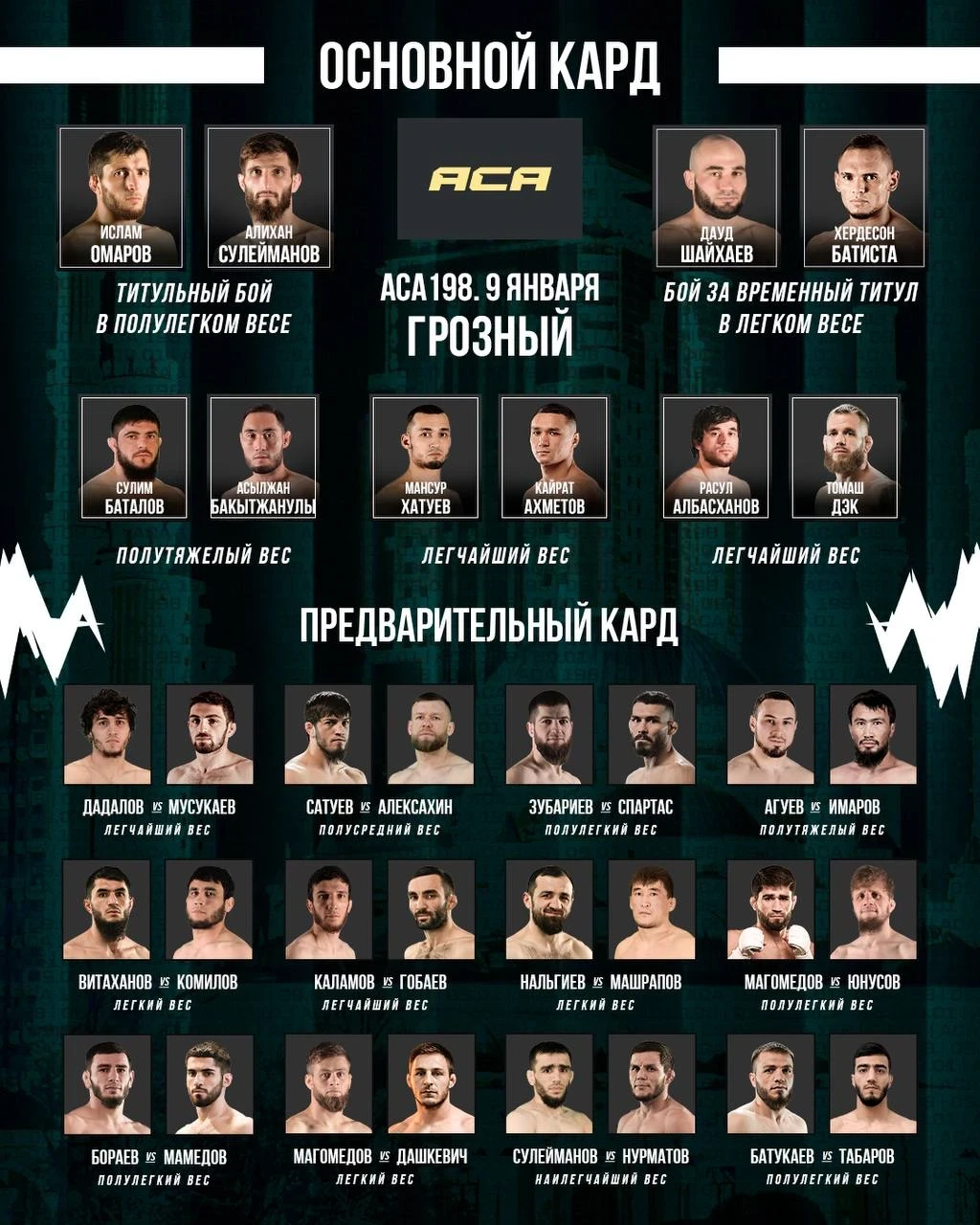 Екі титулдық жекпе-жек, Қайрат Ахметовтың дебюті және Асылжан Бақытжанұлы үшін маңызды сынақ. АСА 2026 жылғы алғашқы турнирін анонс жасады. Тікелей эфир — Sport+ телеарнасында.