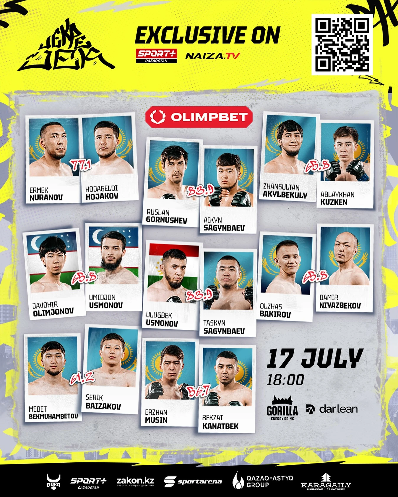 Молодые бойцы Центральной Азии сразятся за свое имя. Где и во сколько смотреть NAIZA Jekpe-Jek